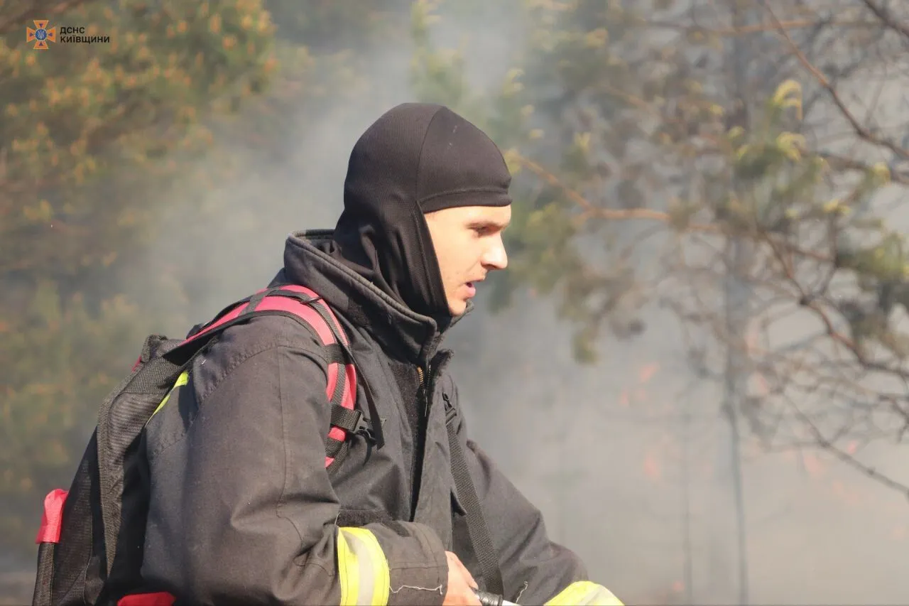 Над лісом здійнявся великий стовп диму: під Києвом виникла сильна пожежа. Фото і відео