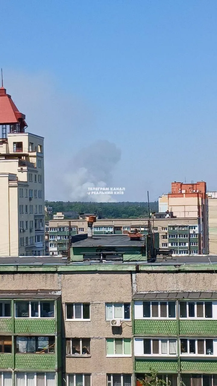 Над лісом здійнявся великий стовп диму: під Києвом виникла сильна пожежа. Фото і відео