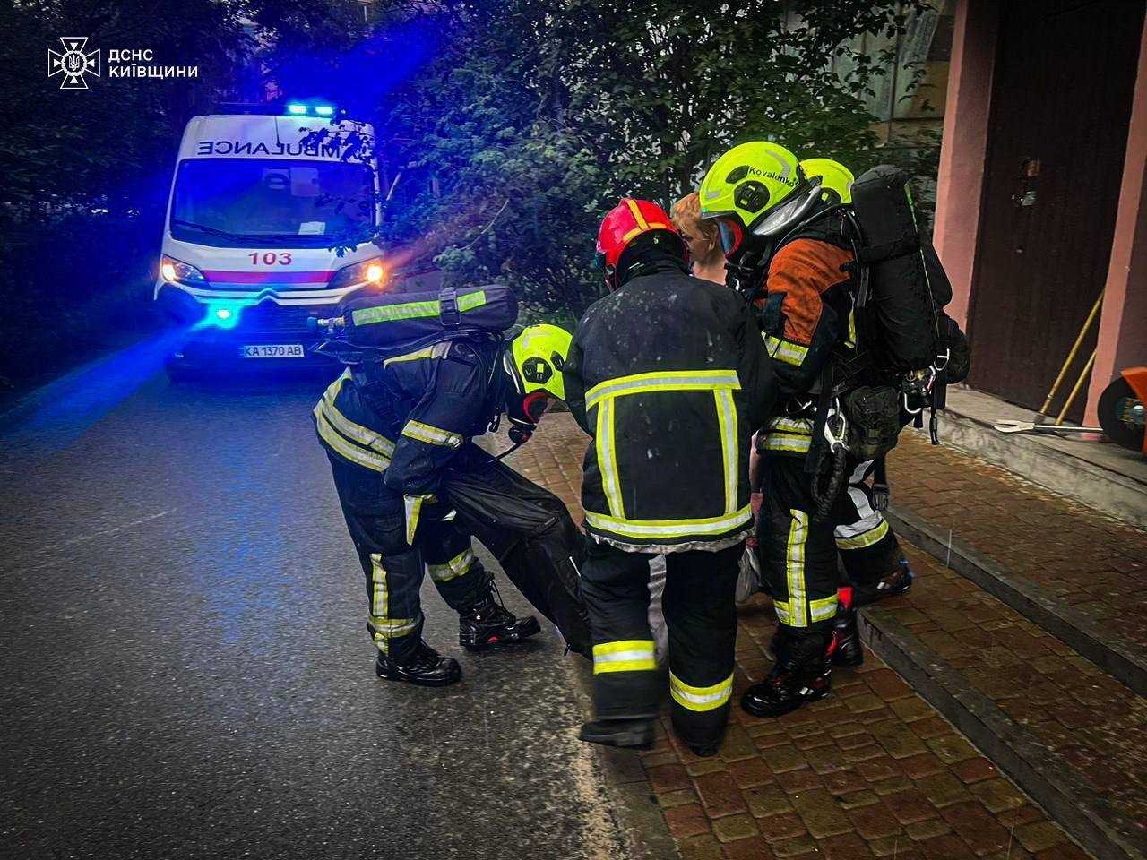 Під Києвом під час пожежі в багатоповерхівці врятували пенсіонера та чотирьох кошенят. Подробиці і фото