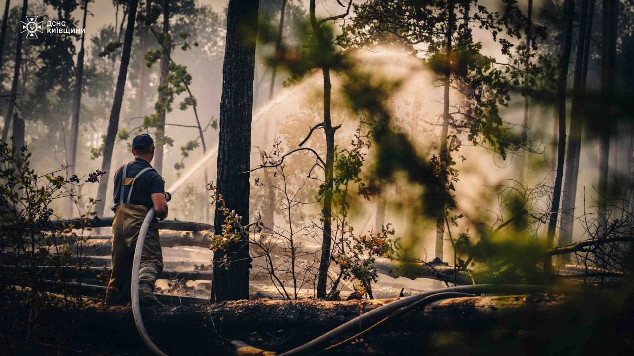 Залучено техніку з різних куточків України: на Київщині триває ліквідація пожежі на відкритій території. Фото і відео